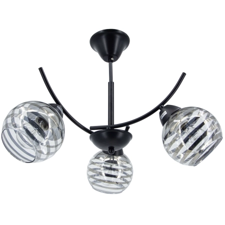 Plafon czarny metalowy z trzema szklanymi kloszami 6251/3 BL z serii AVA - Lampy Elem